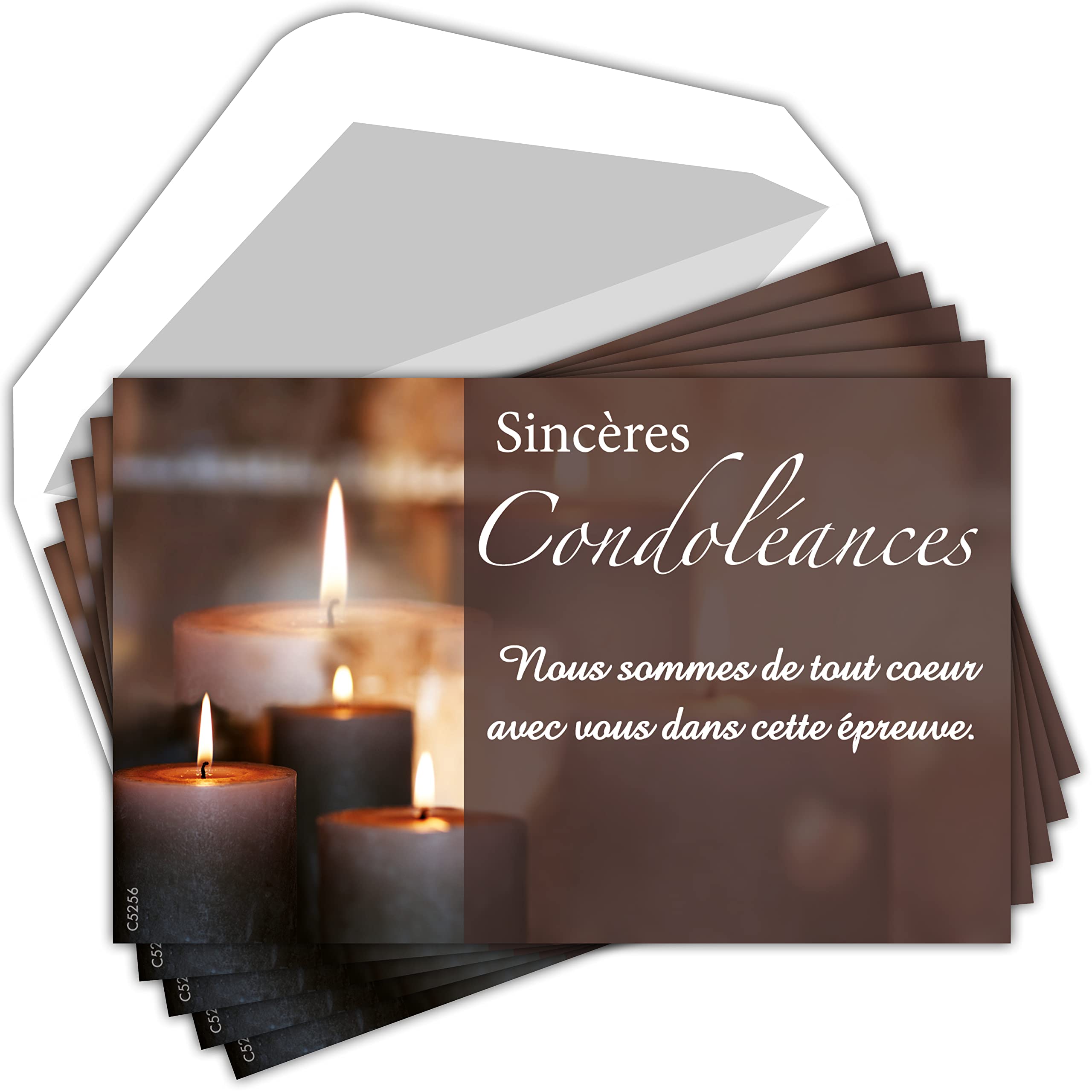 Pack of 5 Cards - Our Loving Thoughts Support You in Proof Leaves - French Made