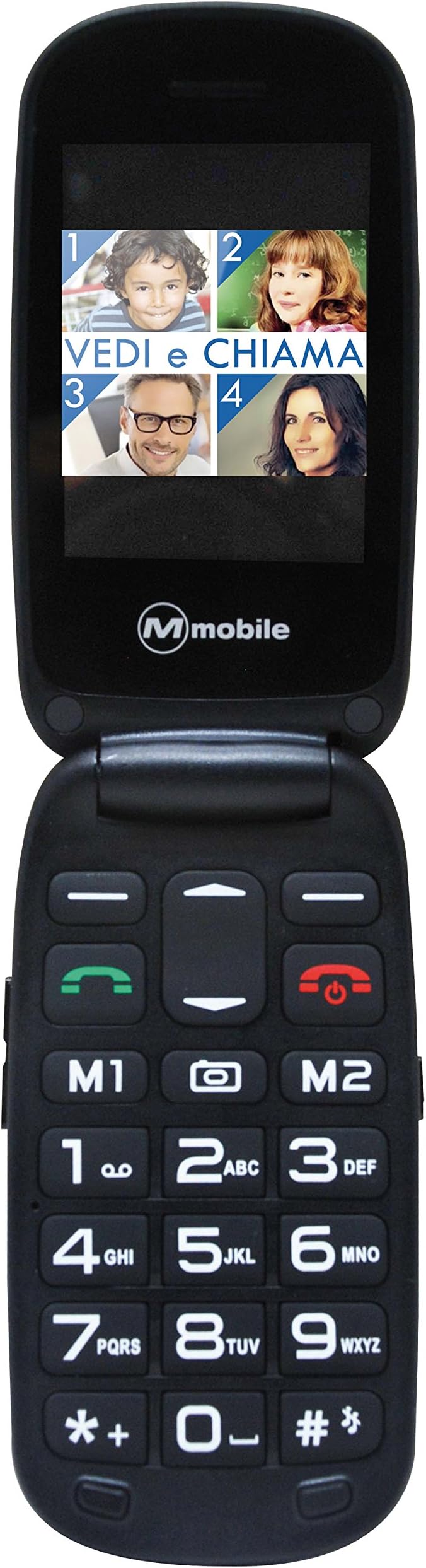 MEDIACOM FACILE DUO FLIP 3G EASY PHONE 2.4" CLAMSHELL TASTI GRANDI RADIO FM TASTO SOS VOLUME AMPLIFICATO 3G ITALIA BLACK