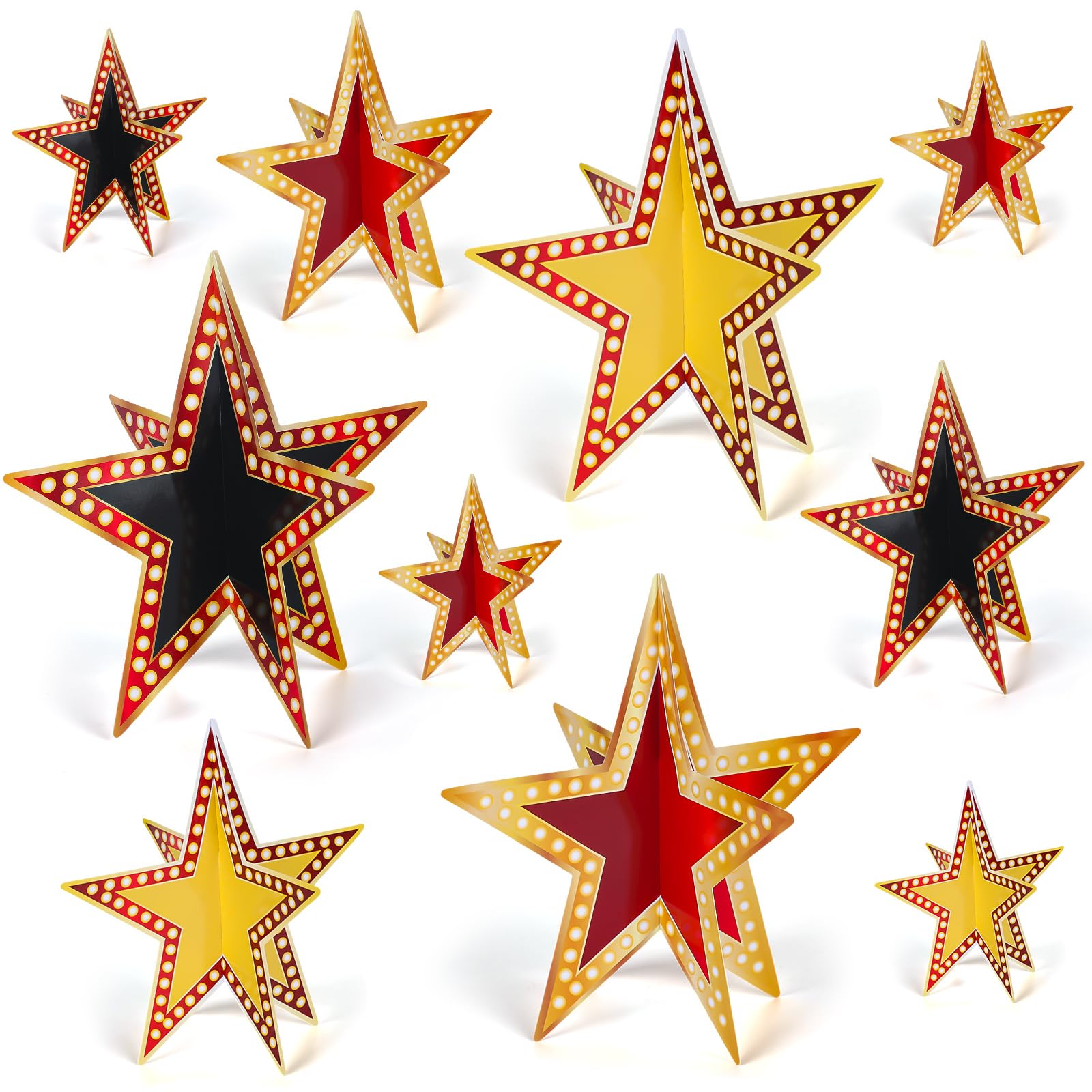 Photo 1 of Sinload 45 Pcs Star Centerpieces for Movie Night Party Decorations 3D Movie Night Supplies Star Decorations in 3 Sizes 8 5 3 Red Carpet Film Show Theme Birthday Party Table Decor(Vivid,Multicolor)