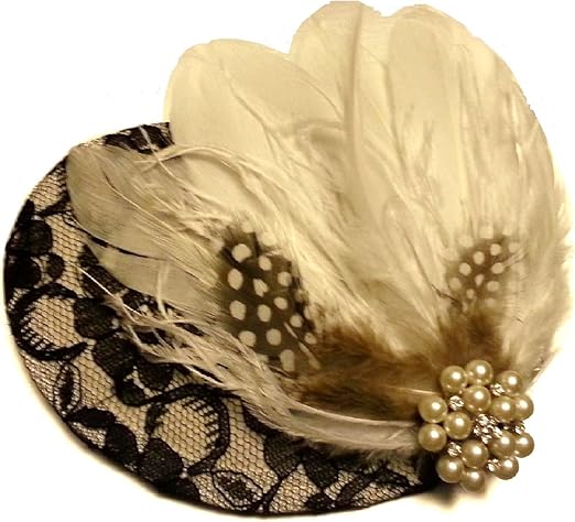 Vintage 40s 50s Hat Wedding Hair Accessory Black And White