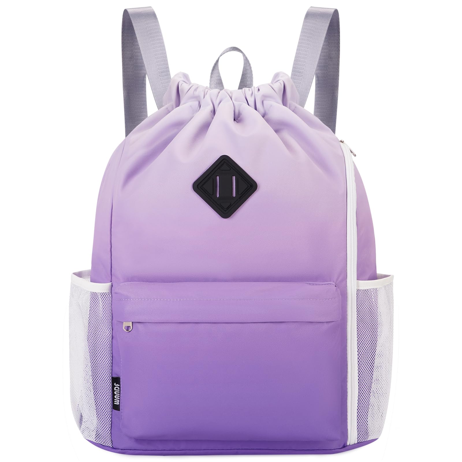 WANDF Drawstring Backpack Sports Gym Bag with Shoes Compartment, Water-Resistant String Backpack Cinch for Women Men (Purple Gradient,Large)