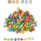 300PCS Assorted Mini Novelty Pencil Erasers for Kids,Fun Cute Bulk Fruit Animals Collection Erasers for Classroom Student Prize Homework Awards Party Gifts School Supplies