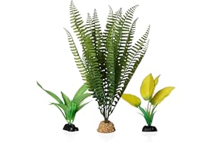 Emotionlite Aquarium Plants, Artificial Fish Tank Plastic Decorations Decor Plants Set Green 3 Packs