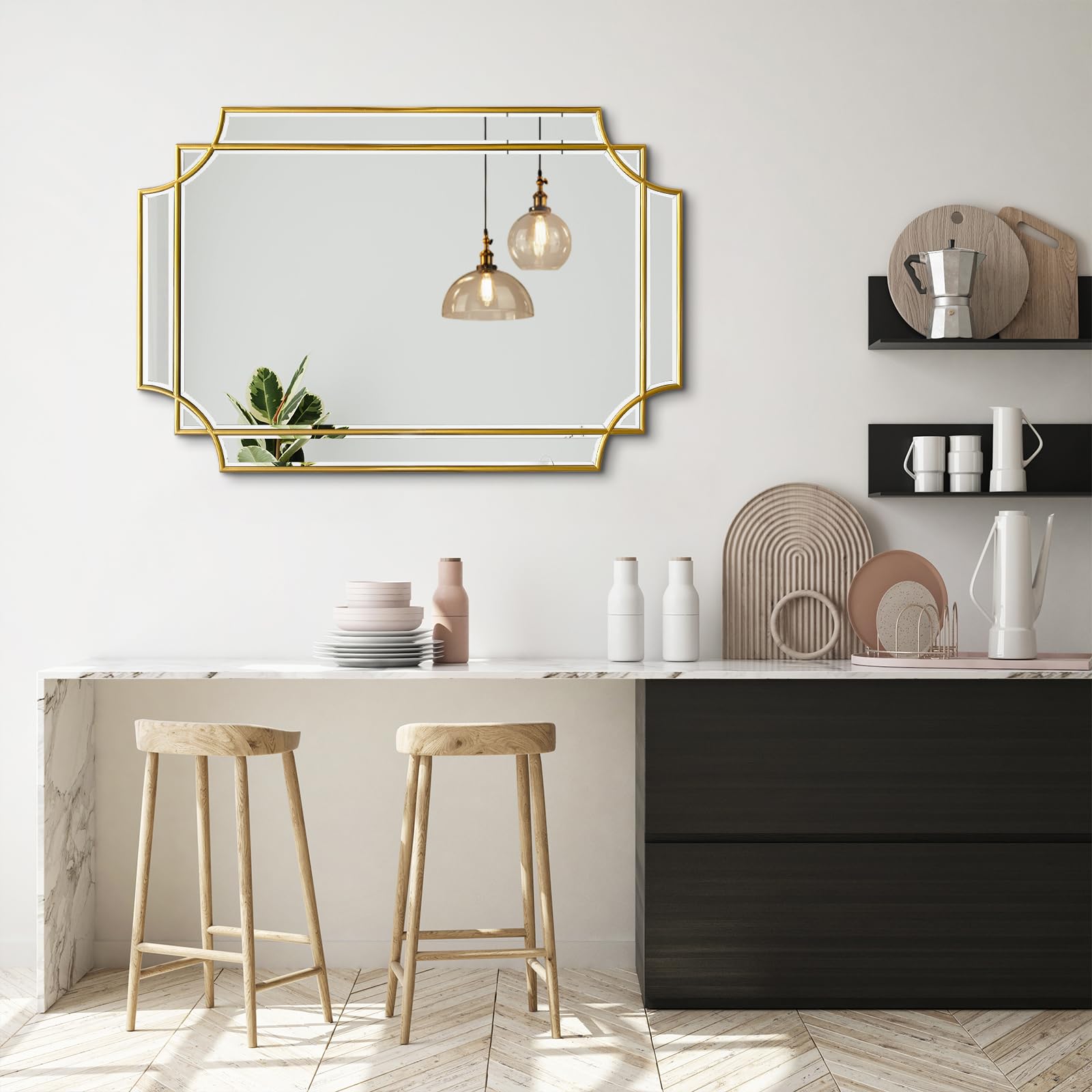 womilous Gold Beveled Mirror - Irregular Wall Mirrors Decorative 24