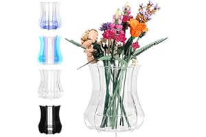 JAYOBGO Acrylic Vase for Lego Flowers - Sturdy Display Stand & Holder for Lego Flower Bouquet Building Set, Botanical Collection, Roses & Orchids | 32-Stem Arrangement Design (Clear)