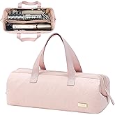 NISHEL Hair Tools Travel Carrying Bag, Portable Hair Air Wrap Dryer Case, Hair Dryer/Curling Iron/Airstraight Attachment Organizer, Pink