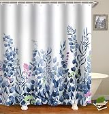 WELTRXE Blue Eucalyptus Shower Curtain 183x183 cm with 12 Hooks view 1