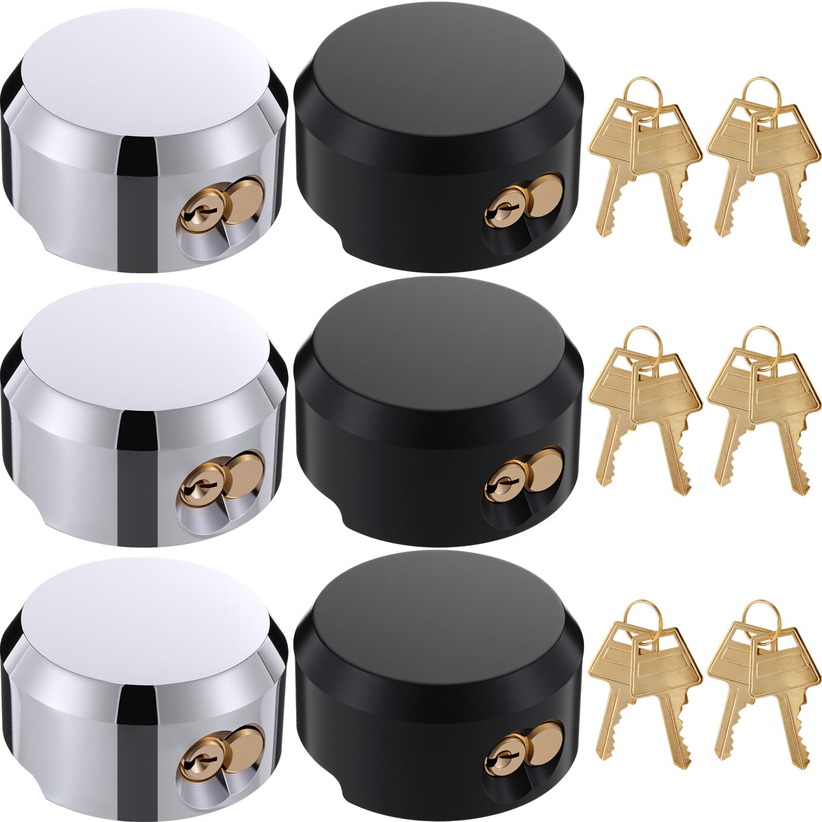 Photo 1 of Frienda 6 Pack Hidden Shackle Padlocks Puck Lock Keyed Alike Heavy Duty 2-7/8" Solid Steel Puck Lock with 12 Pcs Keys Round Trailer Padlocks for Trailer Truck Garages Vans Sheds Gates