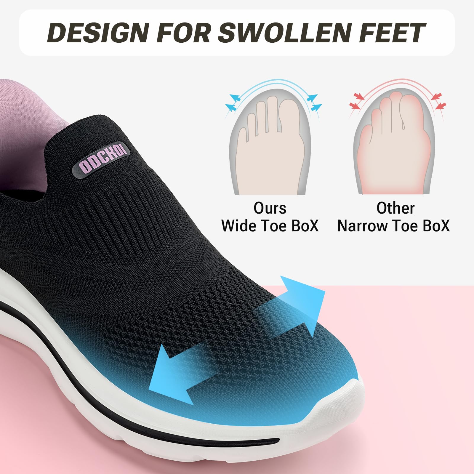 ODCKOI Slip on Damen Sneakers Bequem Atmungsaktiv Walkingschuhe Damen Leicht Jogging Fitness Turnschuhe-HEIBAI-41 3