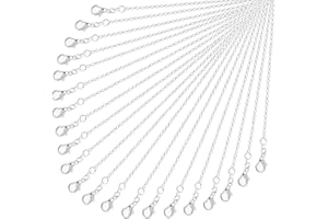 Necklace Chain Bulk for Jewelry Making, Cridoz 36 Pack Jewelry Chain Silver Plated Necklace Chains for Jewelry Making, 1.2 mm (24 Inches)