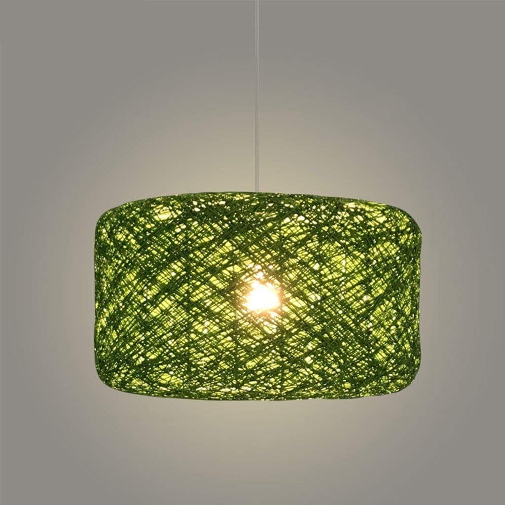AEXU Exquisite Chandeliers, Colored Rattan Art Woven Chandelier Creative Living Room Balcony Restaurant Personality Bedroom Ceiling Light Lamp E27 (Color : Green-Diameter 30cm)