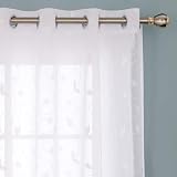 Deconovo Flower Embroidery Net Curtains 2 Panels Beige 55x54 Inch view 6
