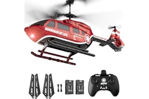 DEERC Remote Control Helicopter, Military Rescue RC Helicopter Toy with LED Lights, 2 Batteries, Altitude Hold & 2.4GHz Stable Control, Realistic Rescue Design, Ideal Gift for Kids and Adults