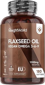 WeightWorld Flaxseed Oil Softgels 180 Vegan 6 Month Omega 3 6 9 view 1