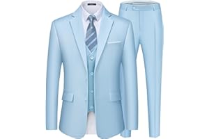 Saruit Men's Suits Slim Fit Tuxedo Suit Set 3 Piece 2-Button Solid Prom Wedding Party Blazer Vest Pants with Tie