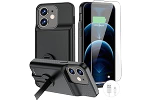 BOPPS Battery Case for iPhone 12/12 Pro with Stand,Upgrade Powerful 7000mAh Portable Rechargeable Protective Extended Charger Cover for iPhone 12/12 pro Charging Case,Black