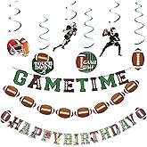 Football Happy Birthday Banner Party Decorations Bunting Sign Football Hanging Swirls for Boys Men Sport Themed Bowl Game Birthday Party Supplies