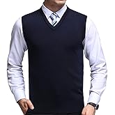 FULIER Men's Cashmere Wool V-Neck Sleeveless Vest Classic Pullover Knitted Waistcoat Sweater Cardigans Tank Tops