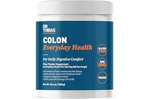 Dr. Tobias Colon Everyday Health - Gut Health for Women & Men - Psyllium Fiber Powder Drink with 4g Psyllium Husk Powder per Serving, Vegan, Gluten Free, Non-GMO, Strawberry Flavor, 60 Servings