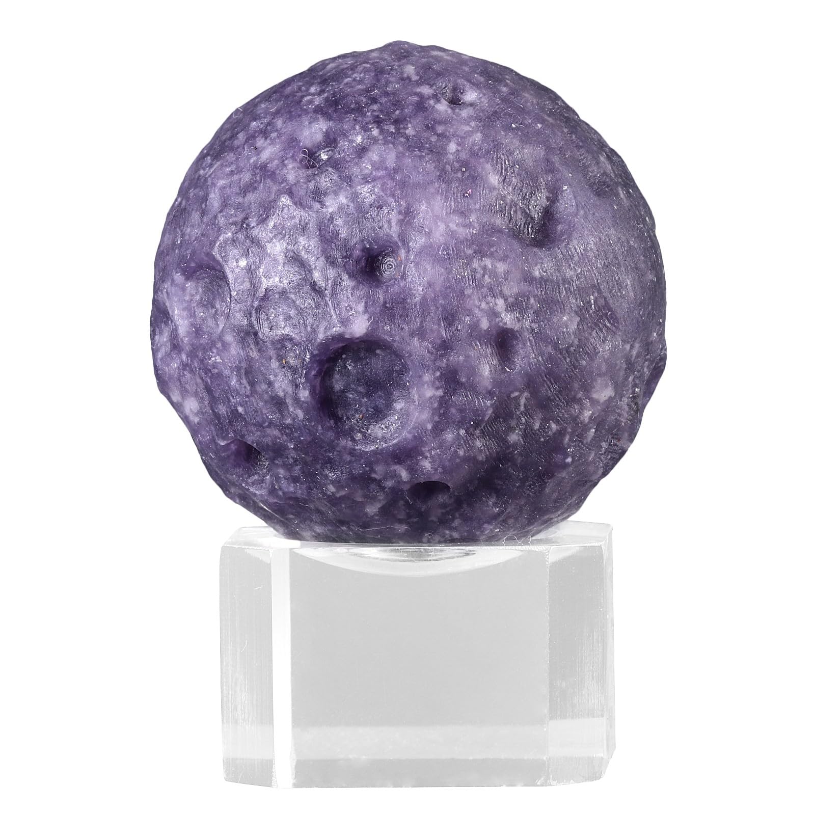 KYEYGWO Crystal Sphere Planet Figurine with Acrylic Stand, Pocket Stone Ball Statue Energy Fengshui Decoration for Home Office, Lilac Jasper