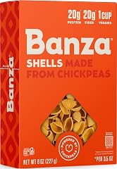 Banza Shells Pasta from Chickpeas - Gluten Free, High Protein, and Lower Carb Protein Shells Chickpea Pasta - 8oz