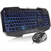 Beastron gaming keyboard and mouse combo,LED 104 Keys USB Ergonomic Wrist Rest Computer Keyboard USB Wired for Windows PC Gamers
