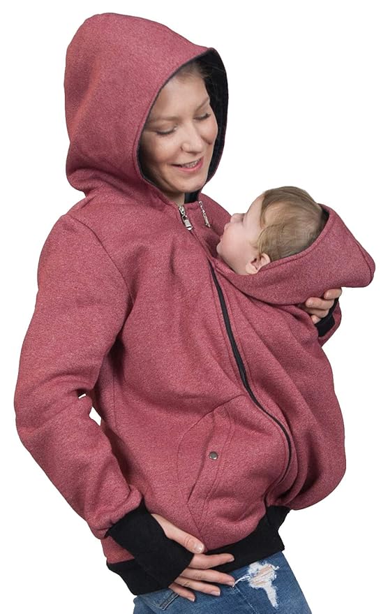 Evagreen Tragejacke 3 in 1 für Mama, Papa und Baby | Umstandsjacke Sportliche Freizeitjacke mit Babyeinsatz