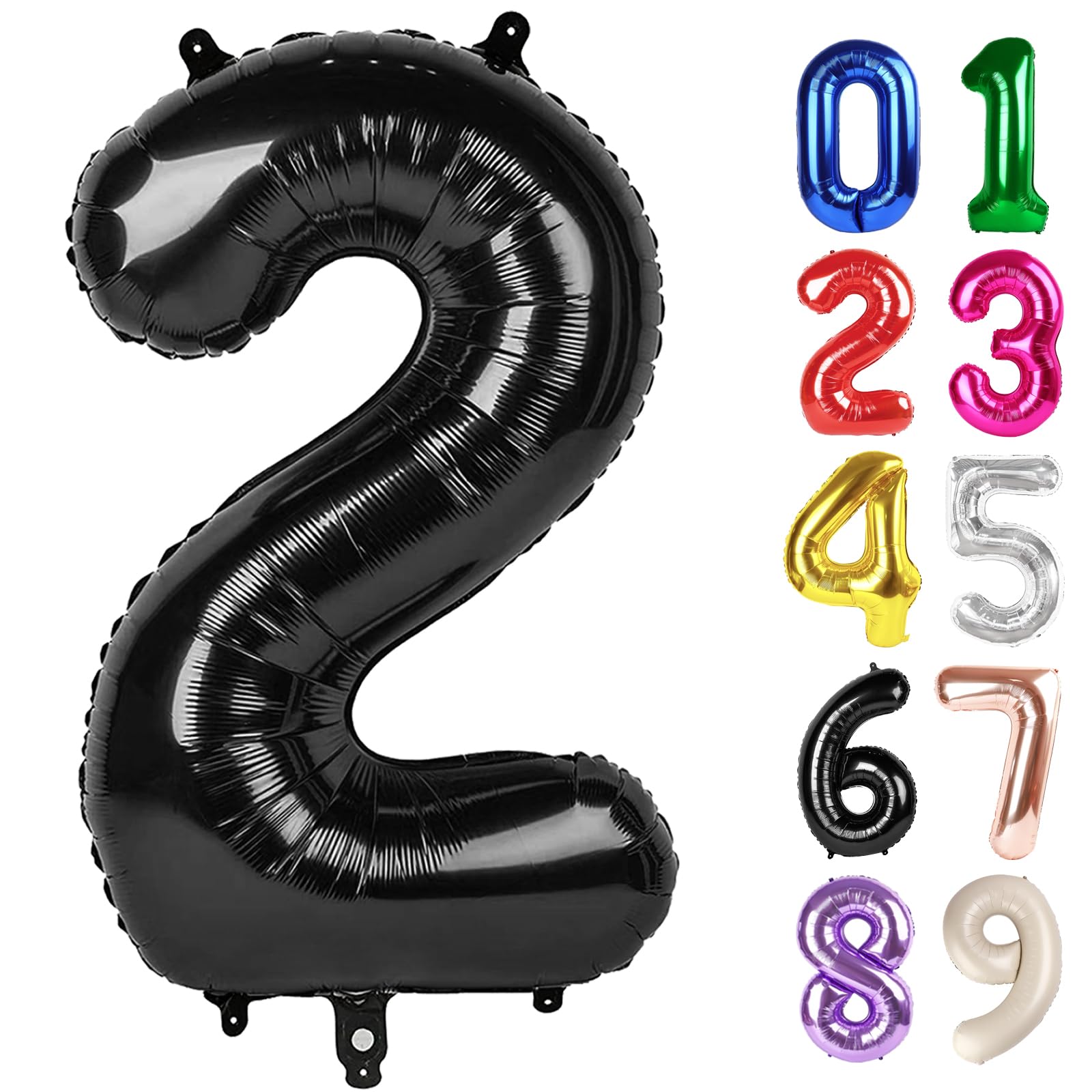 Photo 1 of 2 Balloon - Black Birthday Number Balloons, 40 Inch Large Foil Balloons for Men Women Boys Girs Black Themed Birthday Decorations