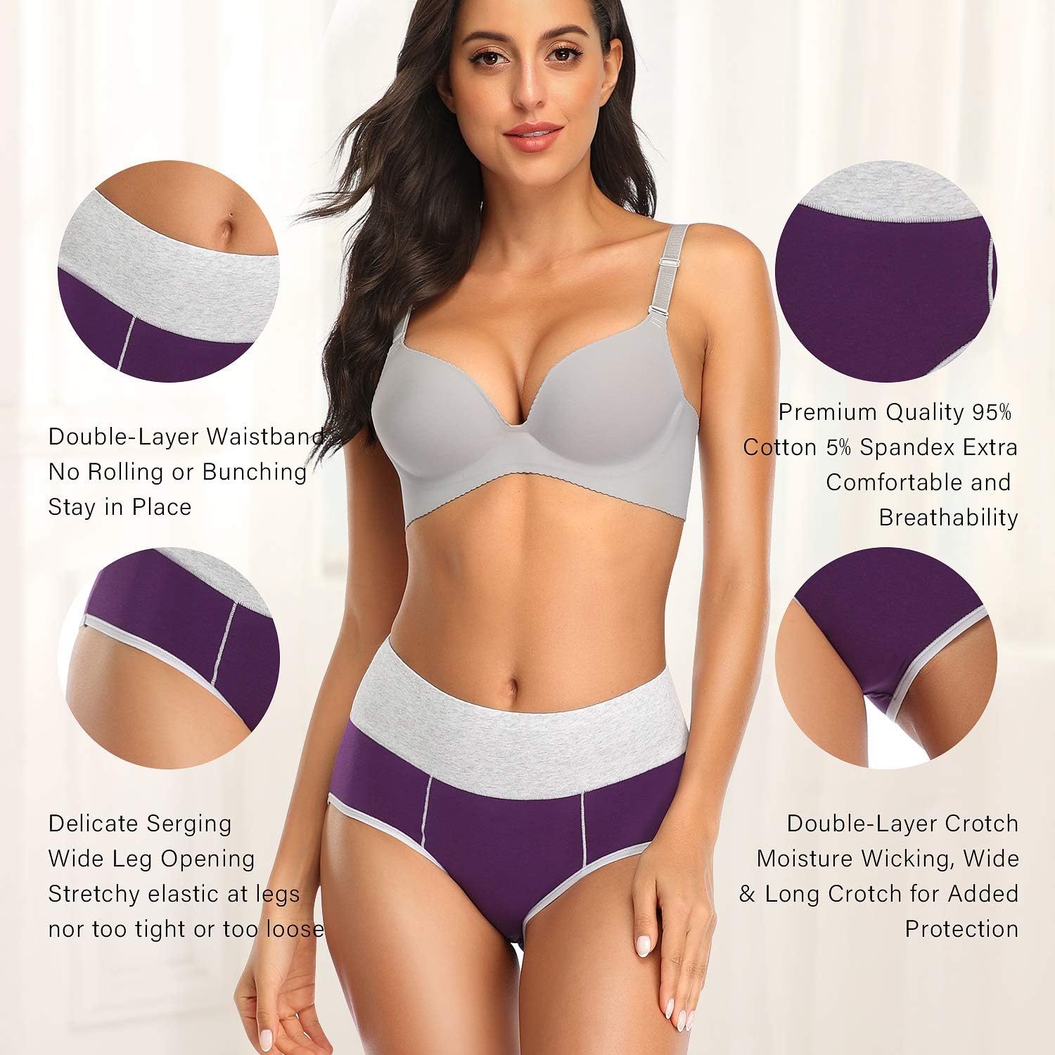 UMMISS Underwear for Women High Waisted Soft Comfy Stretch Full Coverage Ladies Breifs Womens Cotton Underwear Multipack at  Women’s Clothing store