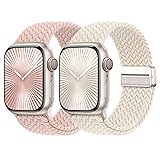 Braided Stretchy Bands with Magnetic Clasp Compatible for Apple Watch Band 38mm 40mm 41mm 42mm 44mm 45mm 46mm 49mm Women Men, Nylon Sport Solo Loop for iWatch Series 11 10 9 8 7 6 5 4 3 Ultra 3 2 1 SE