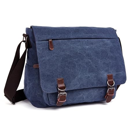 LOSMILE Umhängetasche Herren Schultertasche 16 Zoll Kuriertasche Canvas Laptop Tasche Messenger Bag für Arbeit und Schule. (B