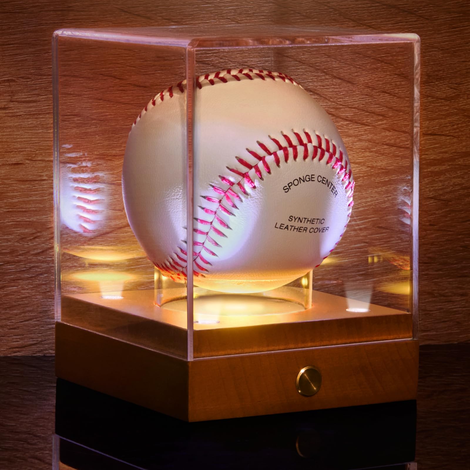 Photo 1 of Fitense Baseball Display Case with Led Light, Rechargeable Acrylic Case Display for Balls, UV Protected Baseball Holder, Clear Stand Box for Memorabilia