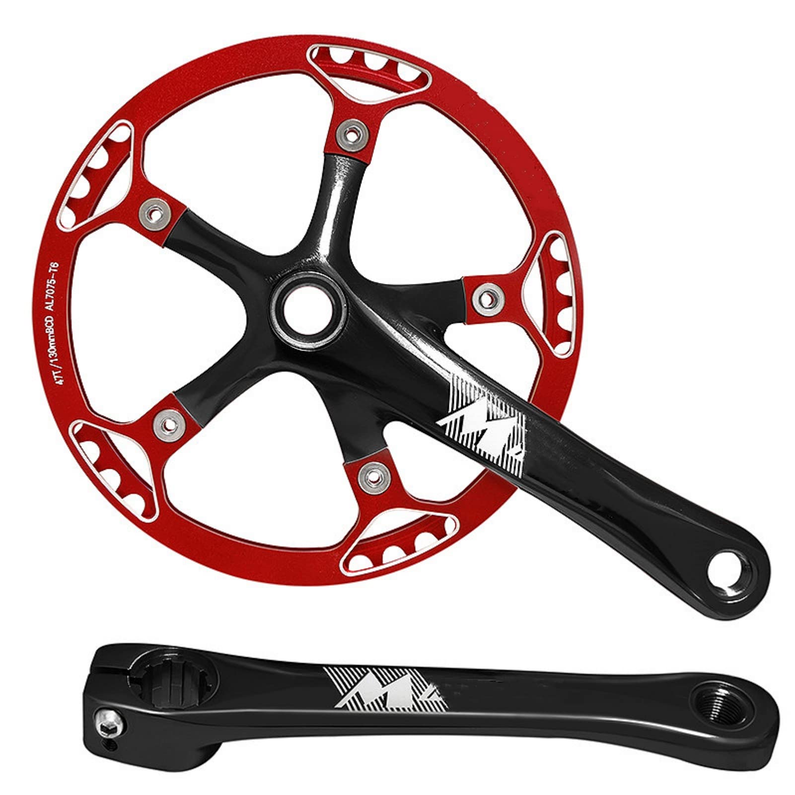 Dioche Speed Crankset, Bike Crankset 170mm Bicycle Chainwheel Chain Ring Set 45T 47T, 2Color(black + red 47T)