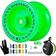 MAGICYOYO Responsive YoYo K1 Plus Glow in The Dark Green Yoyo for Beginner Kids, Plastic ABS Yo Yo with Glove, Storage Bag +12 Replacement Strings