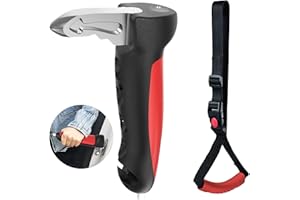 byojia 5 in 1 Vehicle Support Handles Elderly Portable Automotive Door Assist Handles Multifunction Car Handle for Elderly and Handicapped (Red-with Nylon Handle)