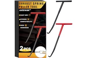 AxiyanX Trampoline Spring Tool,2 Pieces Exhaust Spring Tools, Motorcycle Brake Spring Tool,T Handle Spring Tool,Snowmobile Spring Puller Removal Tool (Red, Black) (A-black and red)