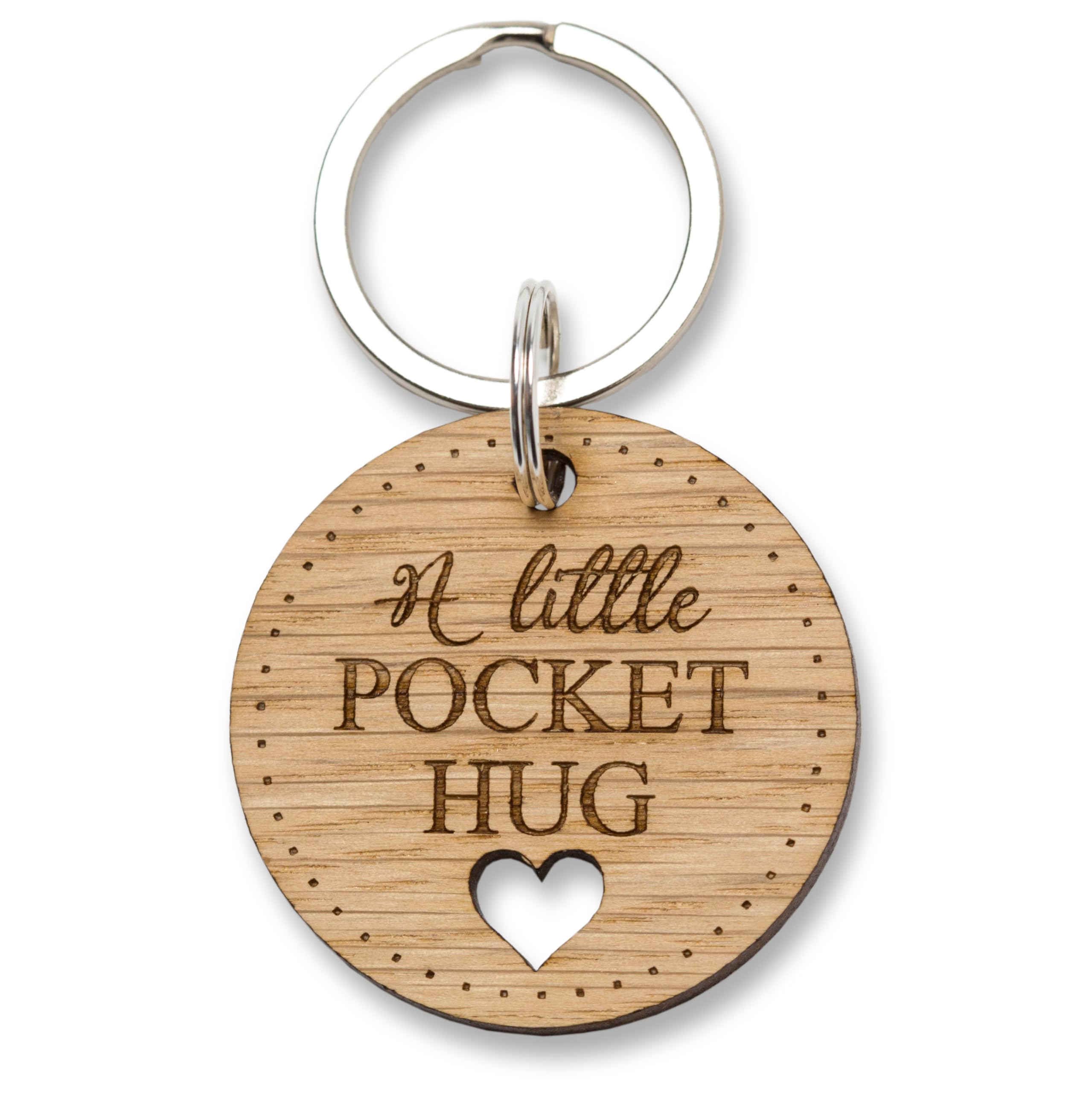 The Laser Engraving Company Pocket Hug Token Oak Keyring, Isolation Gift Key Ring, Missing You Keychain, Thinking Of You, Hug In Your Pocket, Lock Down Lockdown