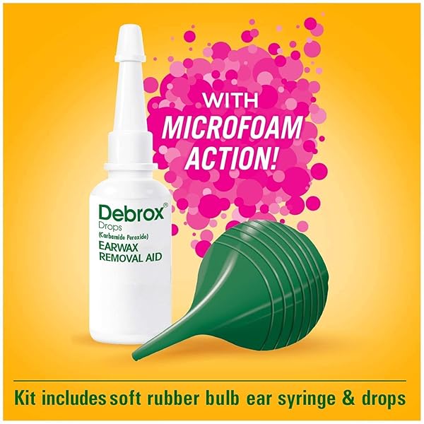DEBROX EAR WAX REMOVAL KIT, BULB SYRINGE & 0.5 FL OZ EAR WAX REMOVAL DROPS WITH CARBAMIDE PEROXIDE