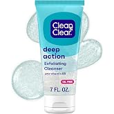 Clean &amp; Clear Oil-Free Deep Action Exfoliating Facial Cleanser, 7 fl oz | Pro-Vitamin B5, Gentle Exfoliating Daily Face Wash, Smooth Hydrated Skin, Paraben-Free