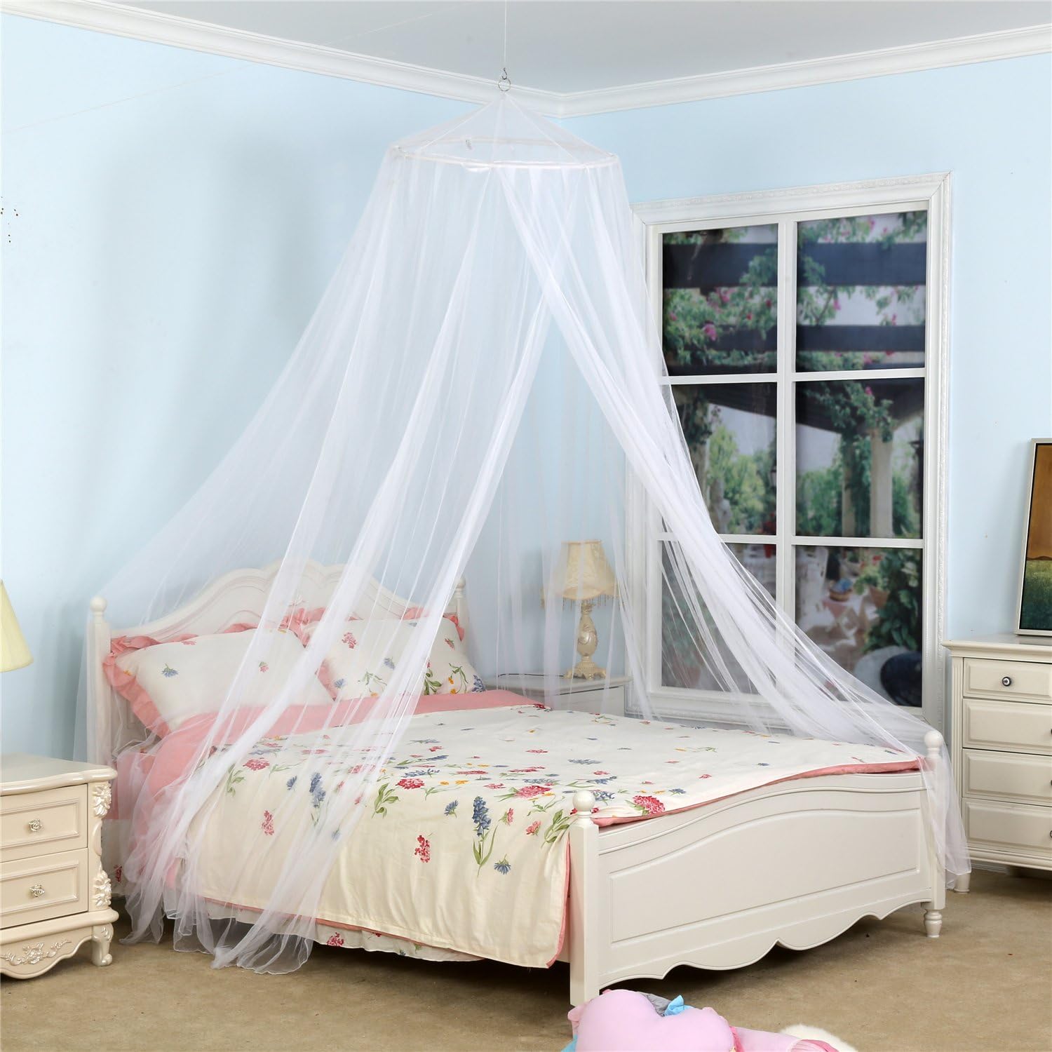 South To East King Size Bed Canopy, White Color Mosquito Net for Indoor/Outdoor, Camping or Bedroom Fit A King Size Bed, Made by Fire Retardant Fabric: Sports & Outdoors