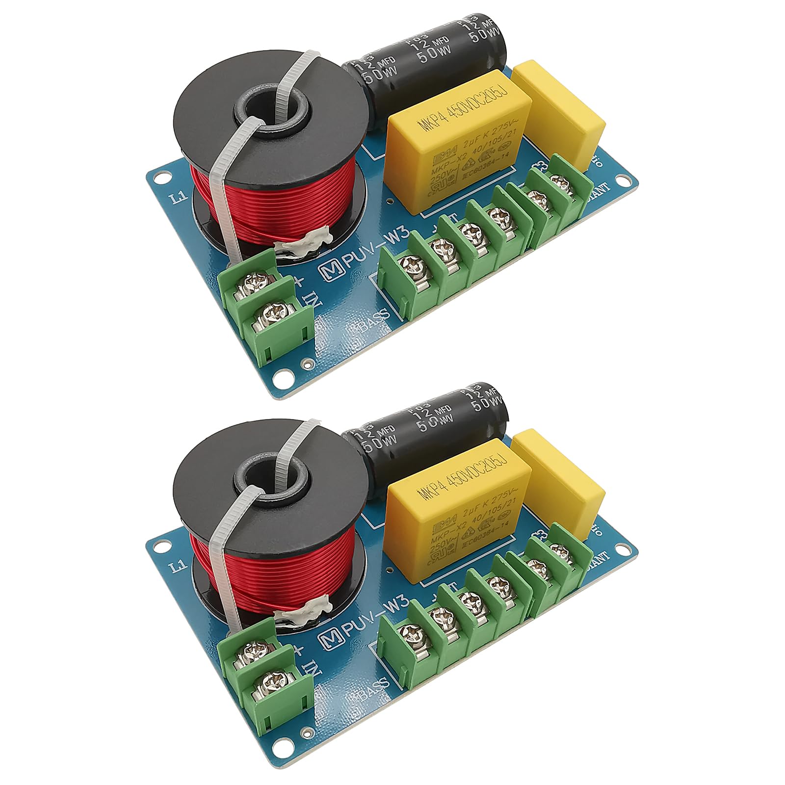 Photo 1 of 3 Way Speaker Crossover, PUV-W3 200W Passive Crossover for HiFi Home Audio 4 to 8 Ohm Bass Mediant Tweeter Bookshelf Speakers - 2Pack