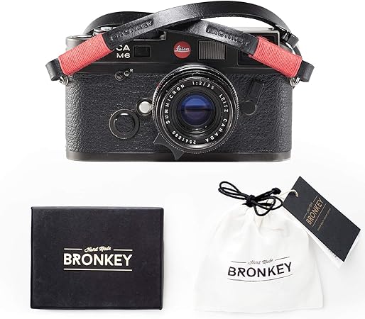 Bronkey Tokyo 101 (120 cm) - Correa para Cámara compacta - Cuello Hombro Vintage Retro cámara Piel Cuero Original Enganche Universal para Sony, Fuji, ...