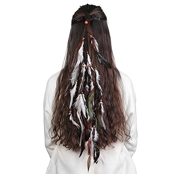 Amazon Com Hippie Feather Extension Hair Ties Awaytr Boho