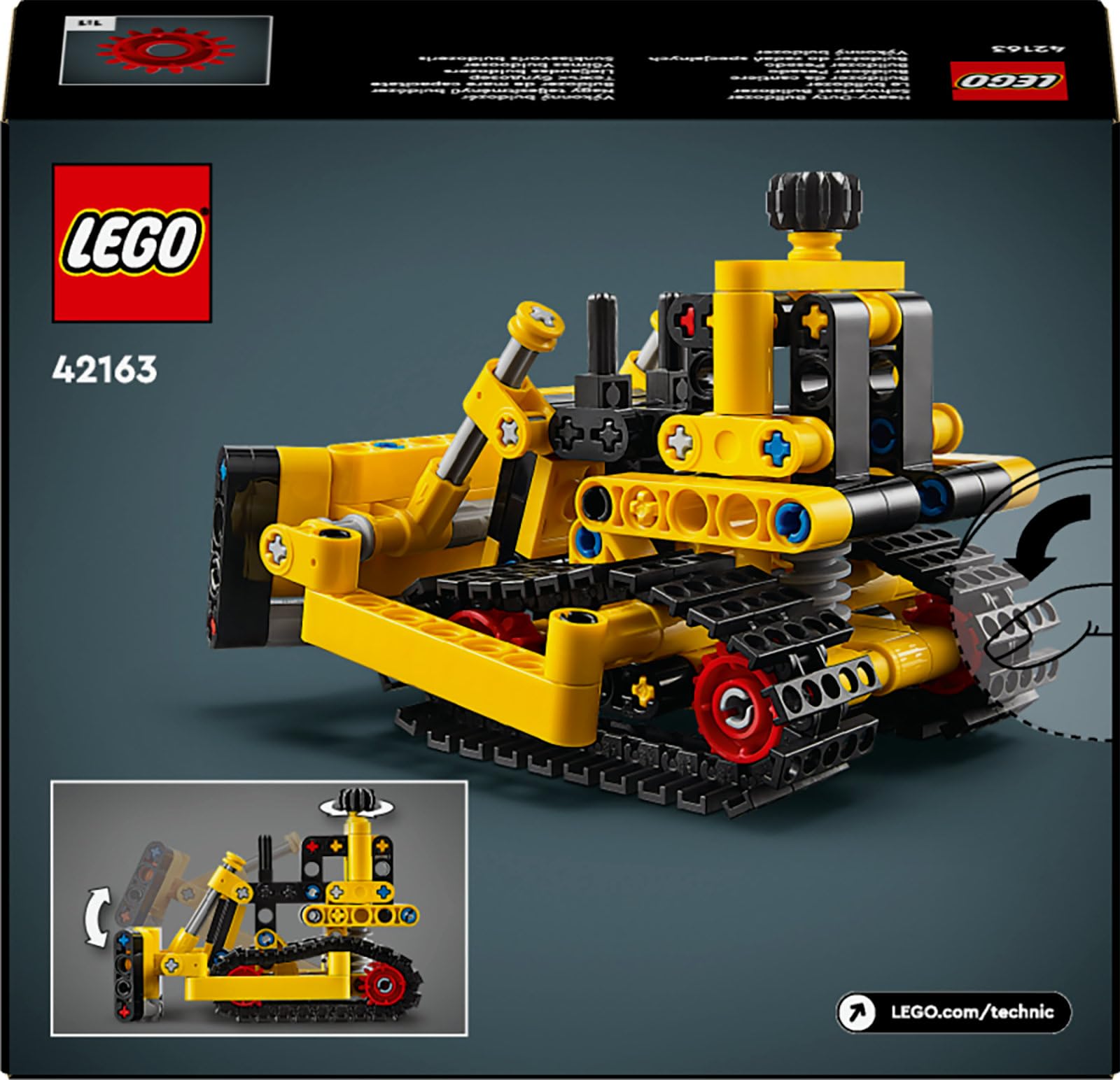 LEGO Technic Schwerlast Bulldozer, Spielzeug-Planierraupe zum Bauen, Ergänze Deine Baustelle, Konstruktionsspielzeug für Kinder, Technik-Geschenk für Jungs und Mädchen ab 7 Jahren 42163
