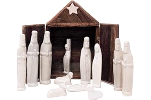 Global Crafts Hand-Carved Soapstone Christmas Nativity Set with Barn, Made in Kenya, 13-Piece Set (KSTNAT-01-K2)