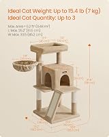 Feandrea Cat Tree Tower Widened Perch Large Cats Camel PCT051K03V1 view 6