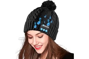 Smerk Bluetooth Beanie hat, Wireless Headphones Beanie, Gifts for Women Men, Pom Music hat with Bluetooth Speakers Christmas 