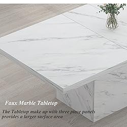 HSH 71” White Faux Marble Dining Table, Rectangle