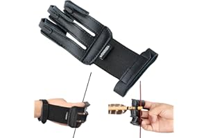 Toparchery Finger Guard Cow Leather Tab Protector Shooting Glove Archery Black for Right Hand