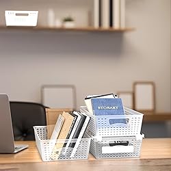 Simple Houseware Stackable Plastic Woven Basket